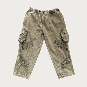Paper Lace Women’s Boho Ruched Taupe Cargo Pants XL
